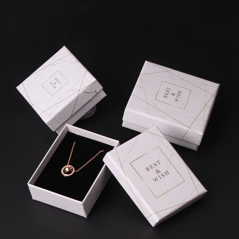 

20pcs Marble style Paper Cardboard Jewelry Boxes Storage Display Carrying Box For Necklaces Bracelets Earrings Square Rectangle