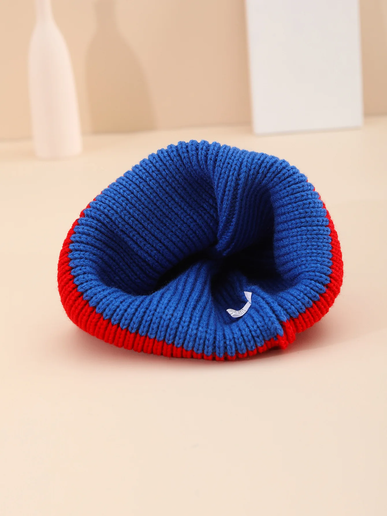 Fashion Color Matching Knitted Hats Women Winter Keep Warm Soft Beanie Cute Pompom Skull Cap