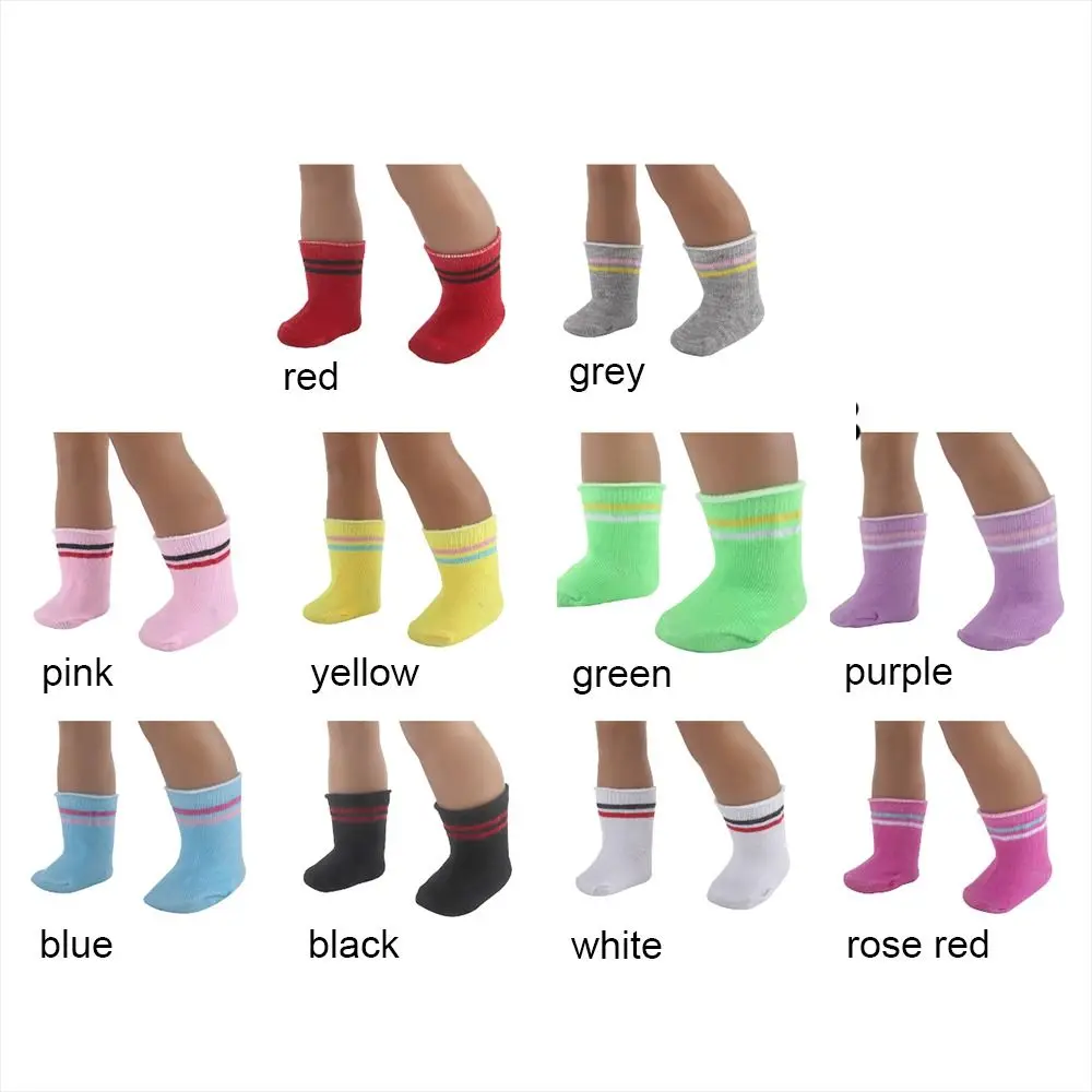 A Pair Of Solid Color Socks For 18-inch American Doll & 43cm Doll,Doll Accessories For New Born Baby Doll Clothes Children Gifts