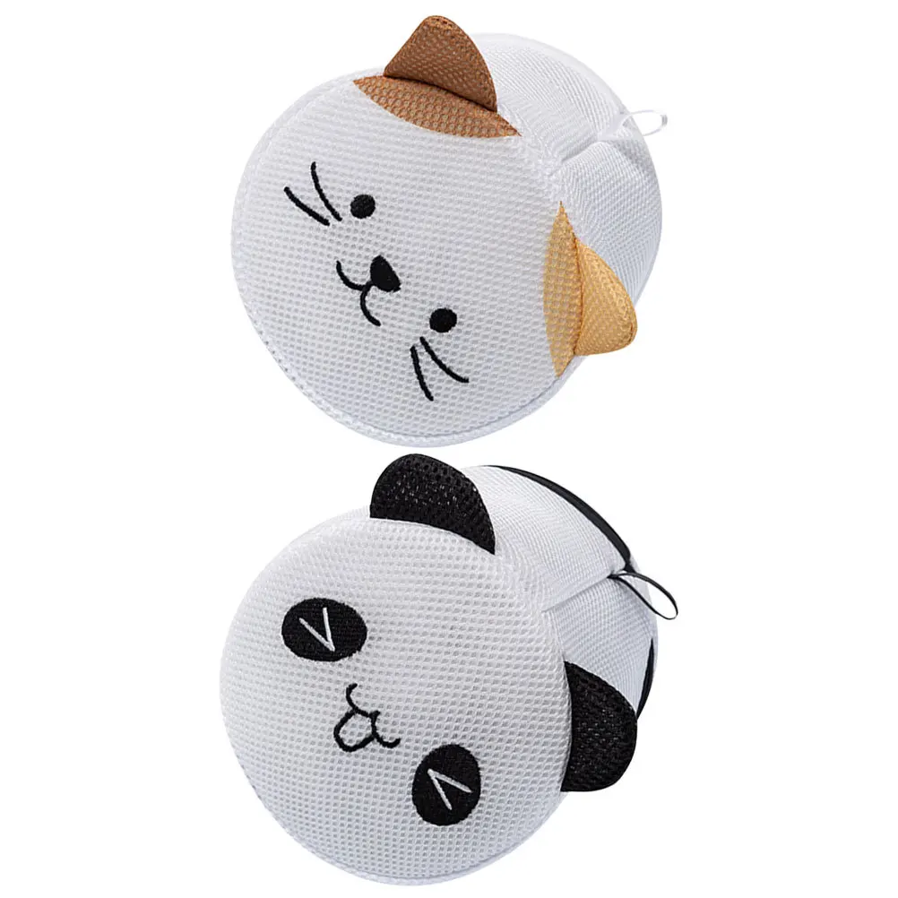

2Pcs Cartoon Cat Mesh Laundry Bag Reusable Washing Bags for Delicates Underwear Socks Zipper Laundry Organizer Travel Mesh Bags
