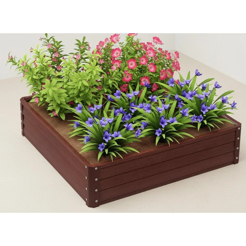 

4x4ft Galvanized Steel Raised Garden Bed, Open Bottom Planter Box for Vegetables Flowers Herbs Outdoor Gardening