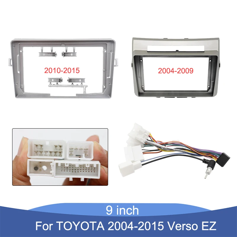 9 Inch Radio Fascia Panel Wiring Harness Optional For Toyota Verso EZ 2004-2009 2010-2015 Stereo Installation Kit