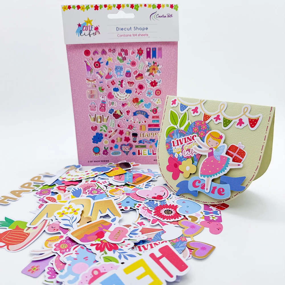 Creative Path Paper Diecuts Shapes Ephemera 164pcs Embellishments Die Cuts Scrapbooking Cardmaking Journaling Decorations