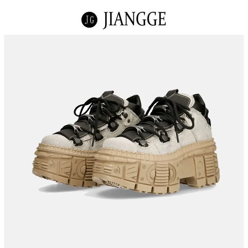 

Модные женские туфли Thi Bot Dad High Top oes в стиле панк Y2K Millennium Sle Platform oes с круглым носком и резиновой подошвой Superfibers