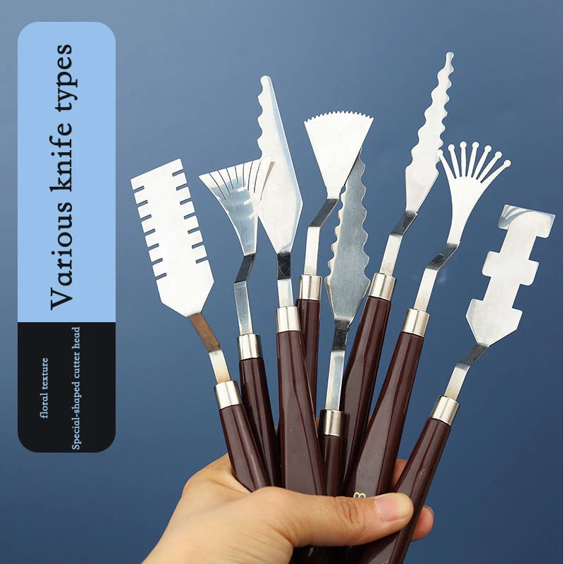 9 Pcs Bloem Art Schraper Textuur Mes Art Paletmes Speciale-Vormige Schraper Olieverf Acryl Verf Tool Voor art Studenten