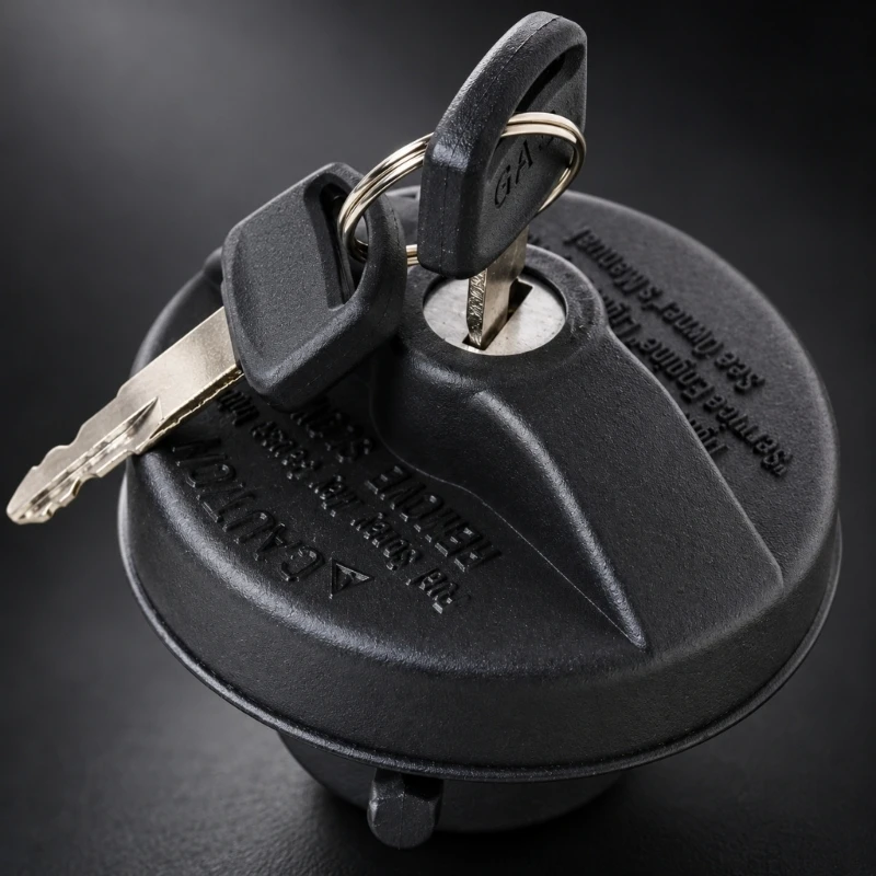YU5Z9030AB YU5Z9040AA Key-Locking Cap with Center-Mounted Lock Cylinder, Raised Grip Structure, ABS Plastic Body, D7YA