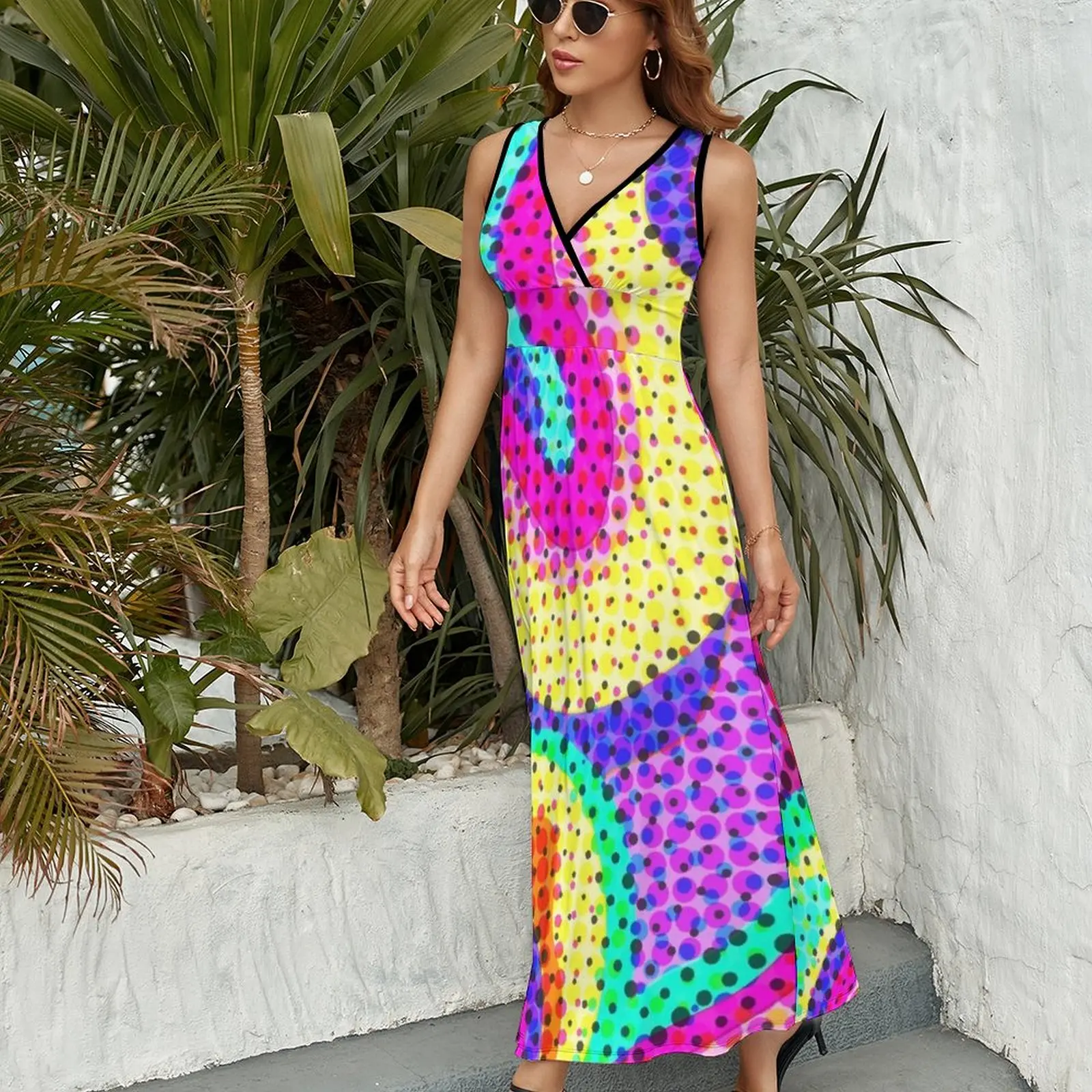 70s liquid pattern Sleeveless Dress Evening dresses Women's dress summer women's dress 2024