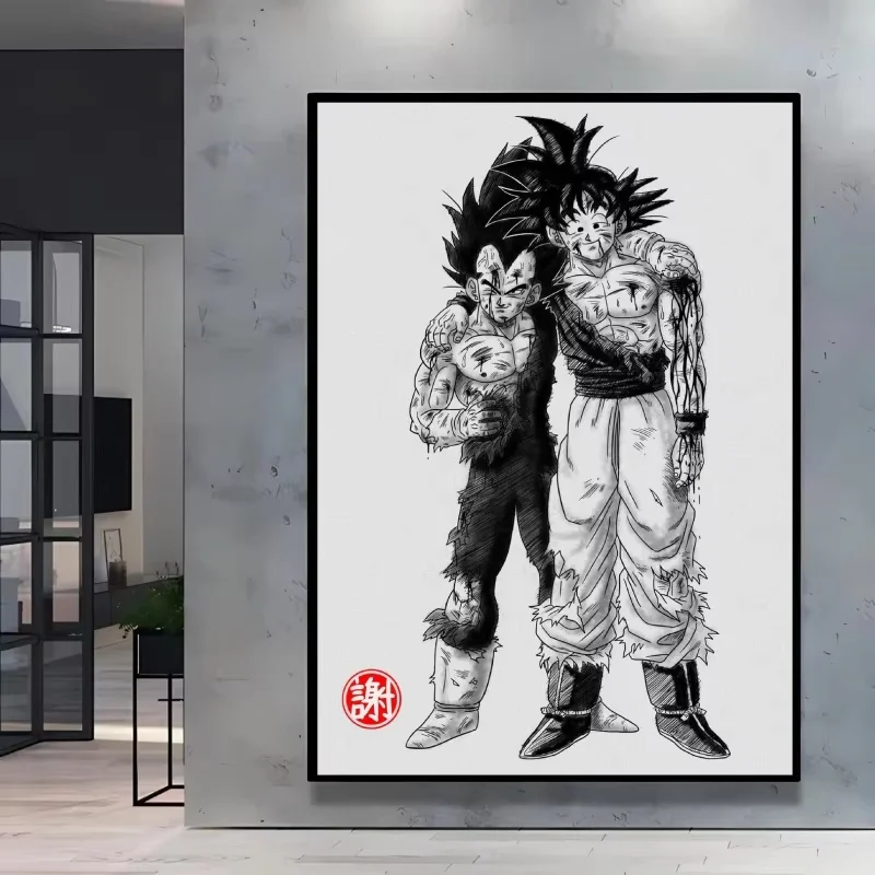 Japanese Classic Anime Dragon Ball Poster Goku Vegeta Spray Printing High Quality Art Waterproof Canvas Painting Friends Gifts - view 4