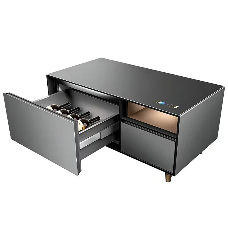Smart Coffee Table with Mini Fridge Touch Screen Wireless Charging and USB Ports for Hotel Home Living Room Furniture