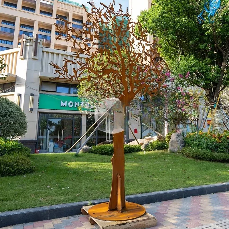 Garden decoration Large outdoor abstract statue Metal tree sculpture