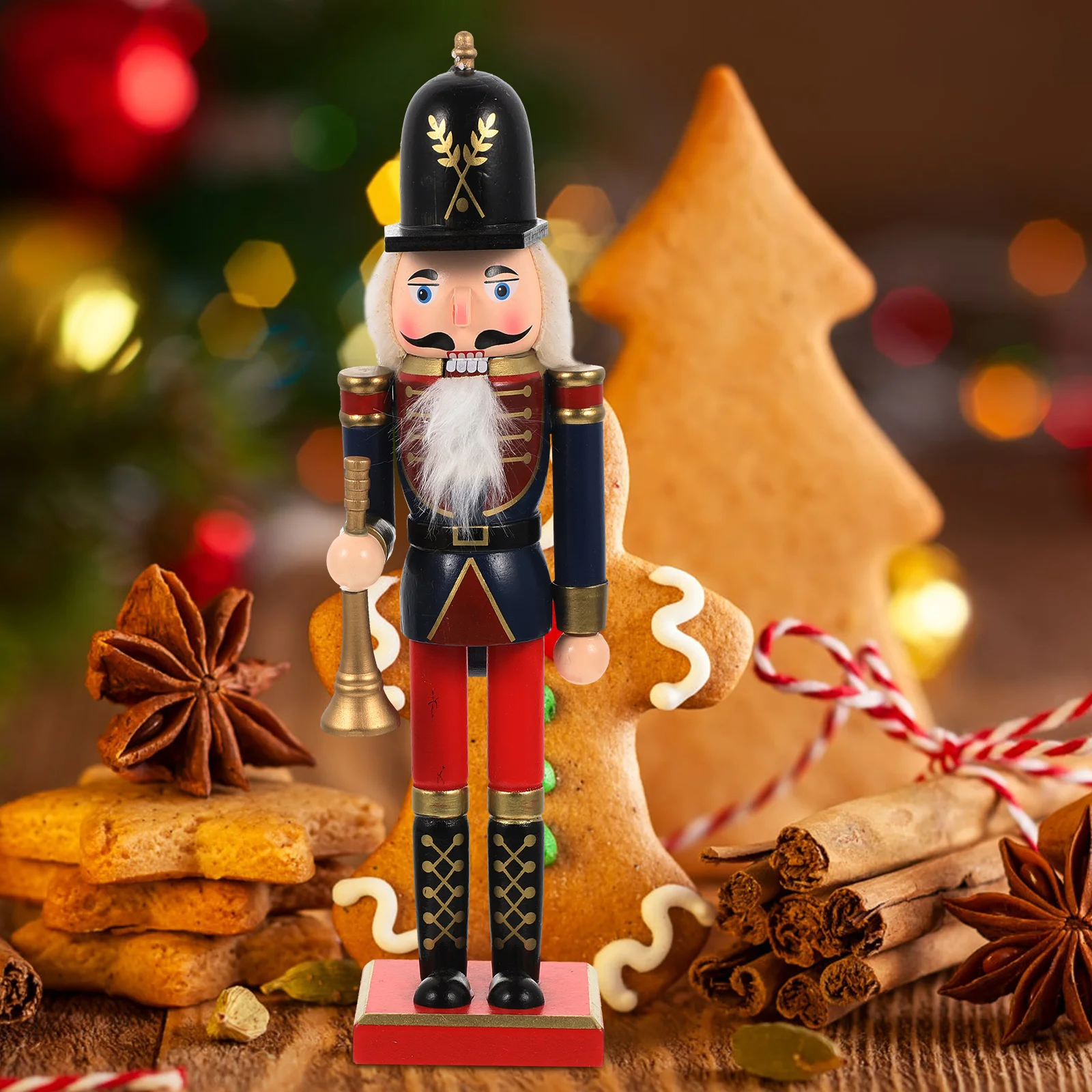 

Wooden Nutcracker Decor Christmas nament for Bedroom Living Room Home Car Office Photo Prop Sturdy Craft Gift