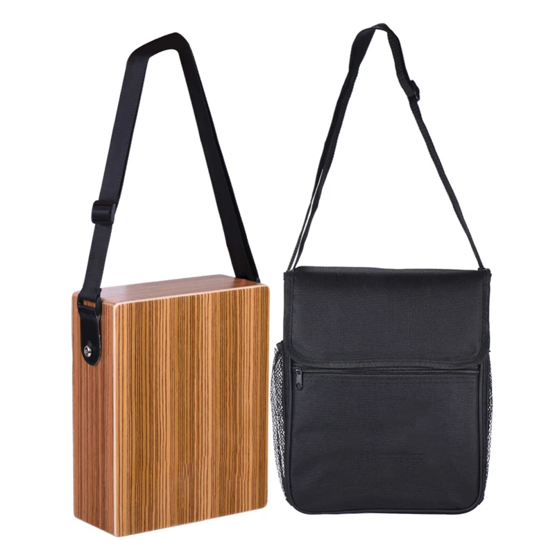 Lightweight Portable Box Drum Wooden Cajon with Strings Strap Carry Bag Adjustable Sound for Street Performance Band Practice