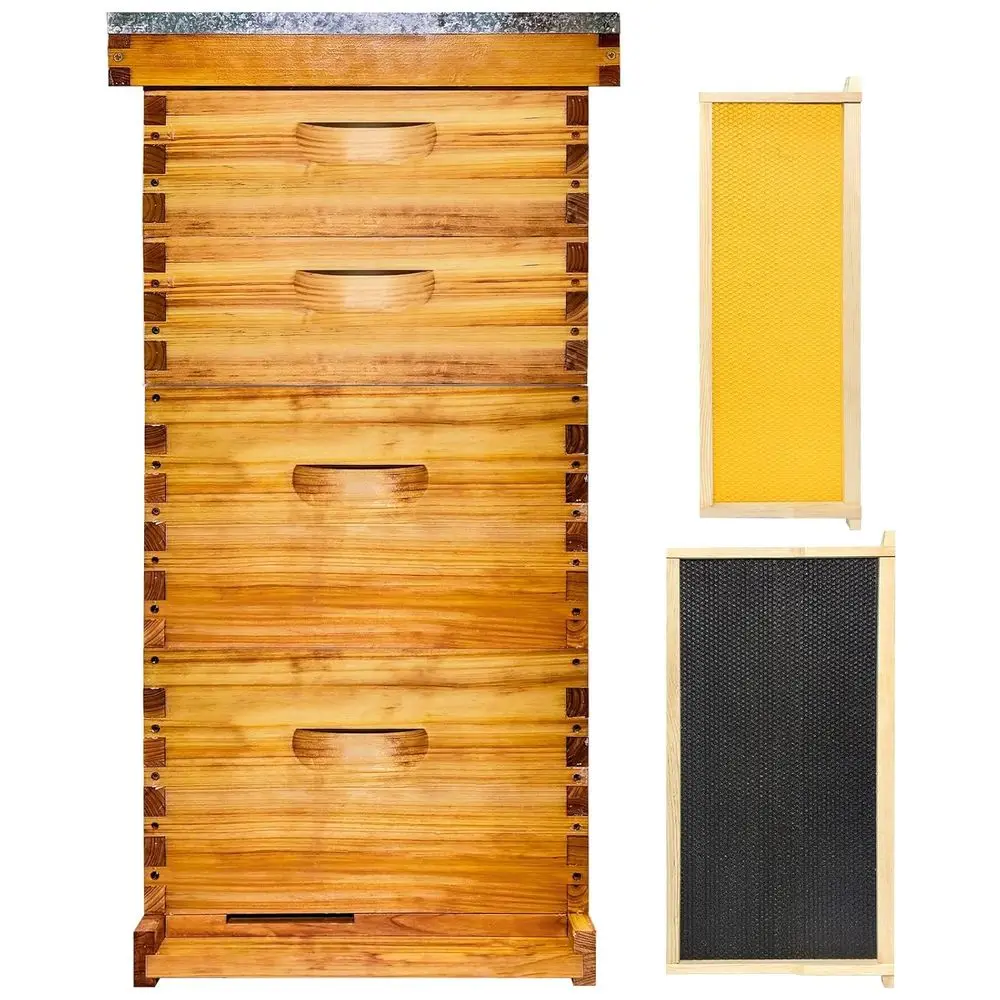 

Frame Langstroth Bee Hive Beeswax Coated Includes Beehive Frames and Foundations (2 Deep Boxes & 2 Medium Boxes)