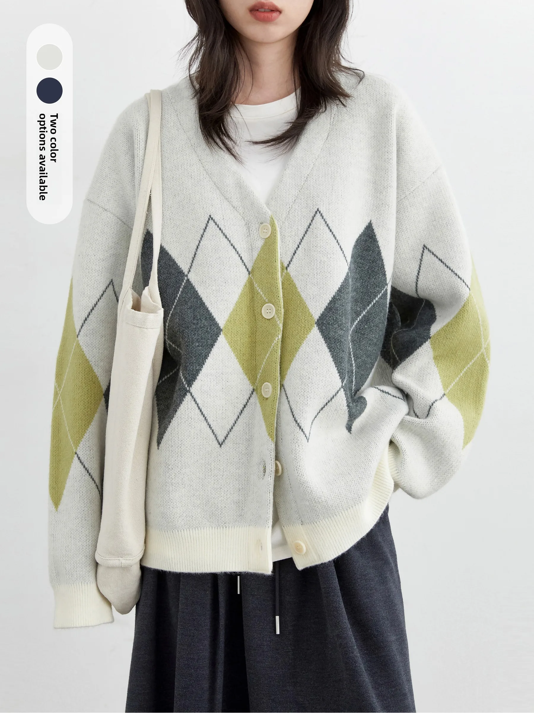 

Шикарный вязаный свитер с v-образным вырезом в стиле ретро, женский открытый кардиган, теплый термобелье с ромбовидным узором, длинный свек с кисточками, осень-зима, мода