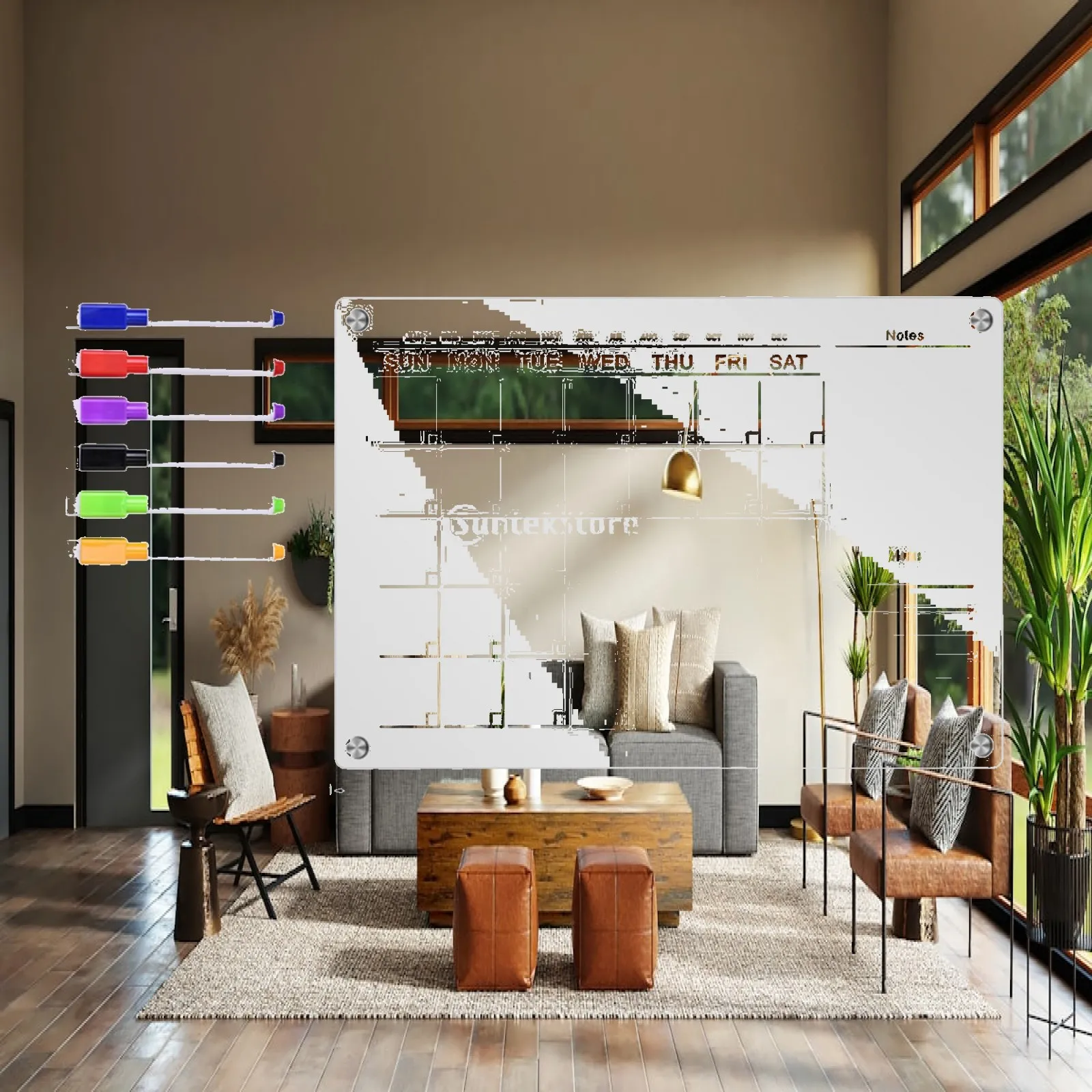 Dry Erase Board, Fridge Calendar Dry Erase Calendar Memo Board Weekly Calendar for Family, Home, Kitchen
