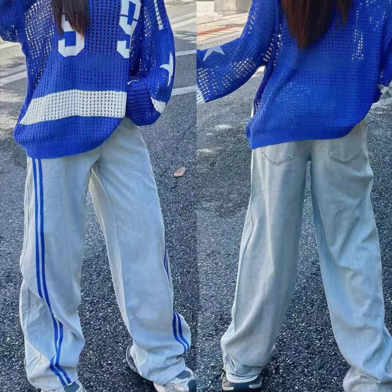 ANJY Autunno Nuove Donne Alla Moda Jeans Patchwork Denim Tasche di Colore a Contrasto Streetwear Elegante Elegante Y2K Chic Pantaloni Casual A9990