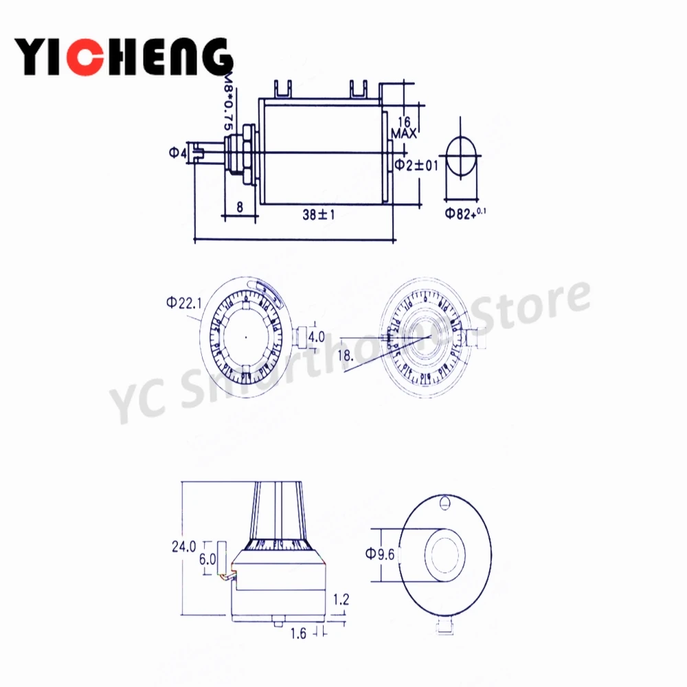 2 قطعة WXD3-13-2W الدقة متعددة بدوره الجهد سلك الجرح انزلاق مقاومة متغيرة ، تدوير ، يشعر جيدة ، مقبض تبديل