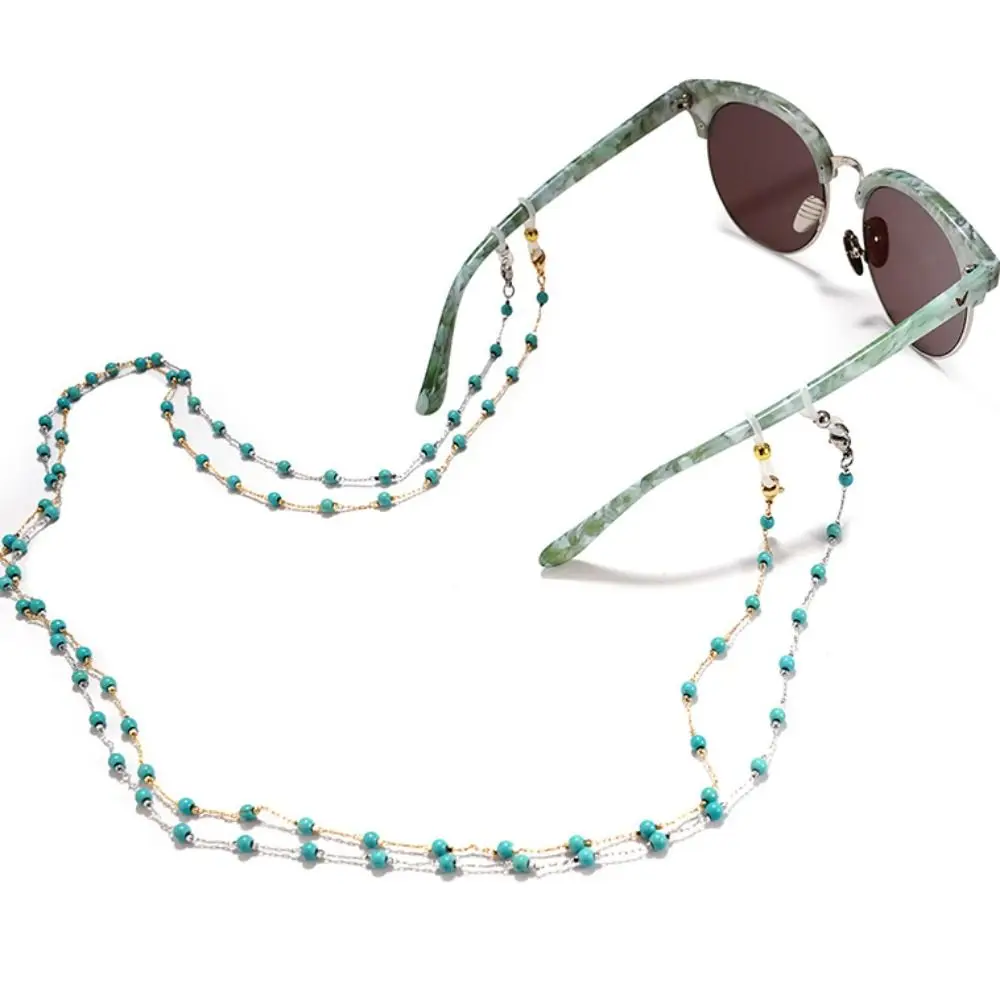 Turquoise Beads Glasses Chain Beaded Anti-Lost Sunglasses Chains Neck Strap Hanging Neck Eyeglass Chain Holder Reading Glasses