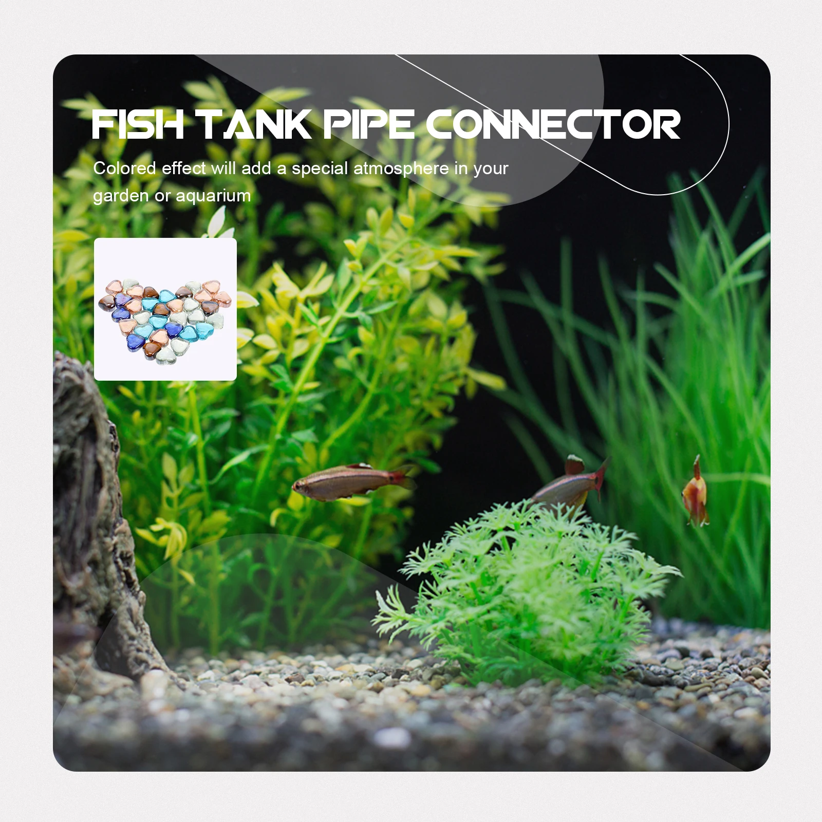 

1Set Colored Glass Heart Shaped Aquarium Stone Durable Decorative Fish Tank Ornament Garden Flower Pot Landscape Supplies