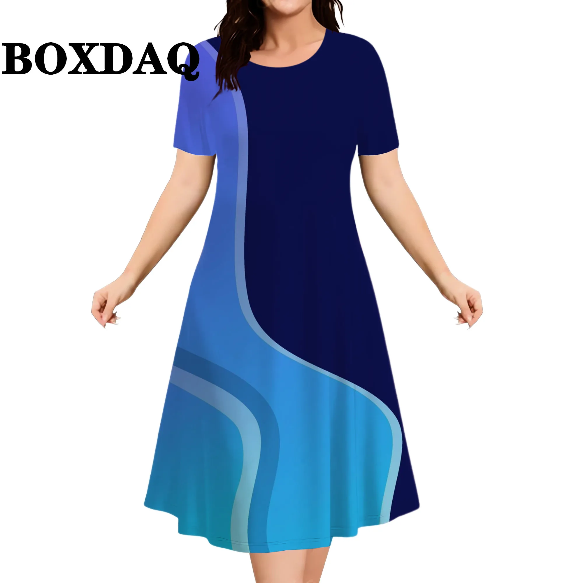 

Новинка 2026, женское полосатое платье с абстрактным принтом, элегантное модное повседневное летнее платье с коротким рукавом, женская одежда больших размеров 9XL