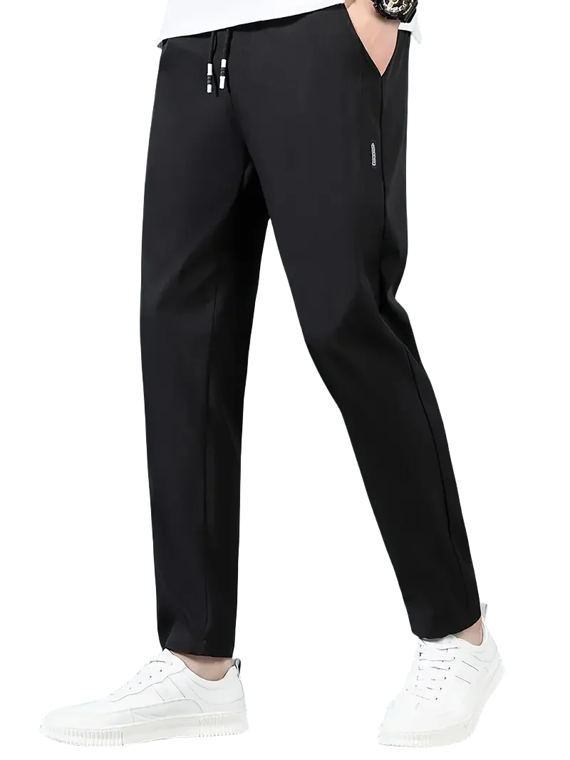 Men Tapered Casual Pants Elastic Drawstring Waist Quick Dry Lightweight Loose Fit Daily Streetwear Men Long Trousers