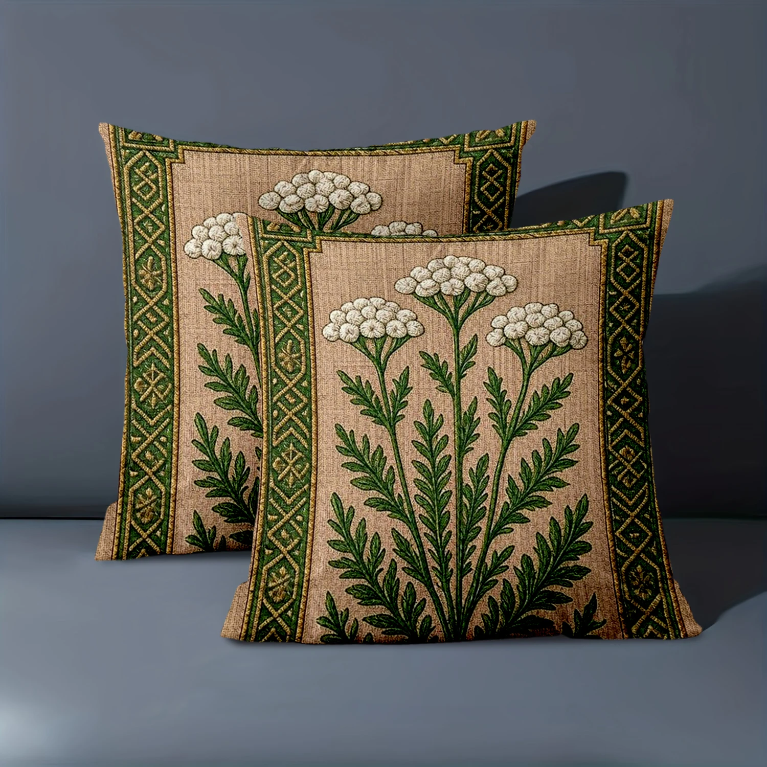 1 Pieces -2D flat printing Embroidered Floral Pattern Throw Pillows Polyester pillowcase sofa decorative cushion cover