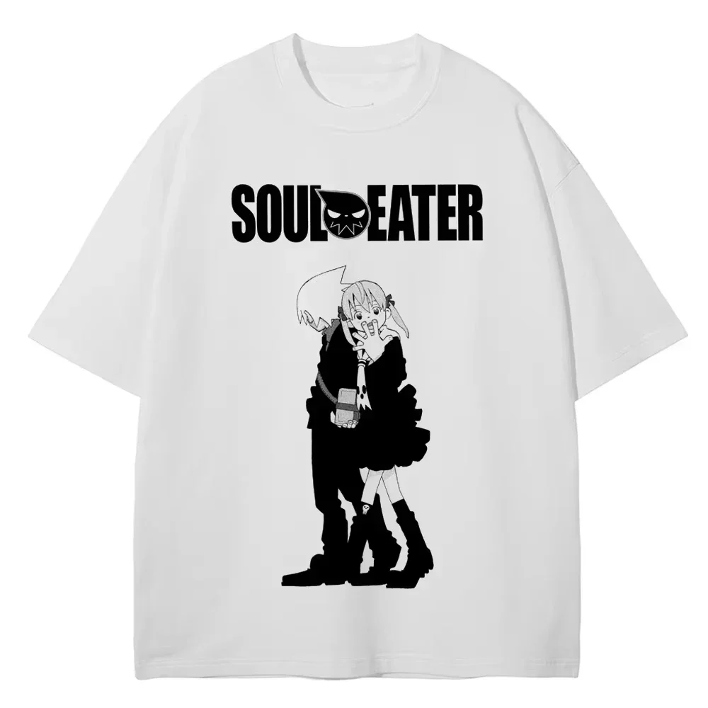 Soul Eater Anime T-shirt Vintage Washed Y2K Aesthetic Unisex Oversized Short Sleeve Summer Cotton Retro Streetwear 2026 Hot Sale