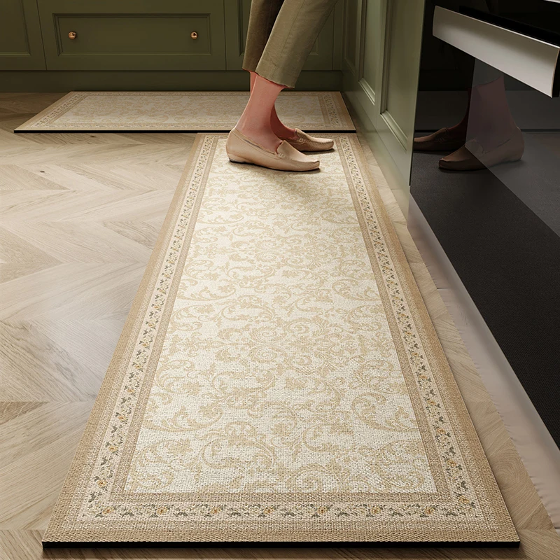 

Kitchen Rugs Water-absorption Oil-proof Quick-drying Carpet Vintage Pattern Non-slip Floor Mat Home Decoration Washable Long Rug