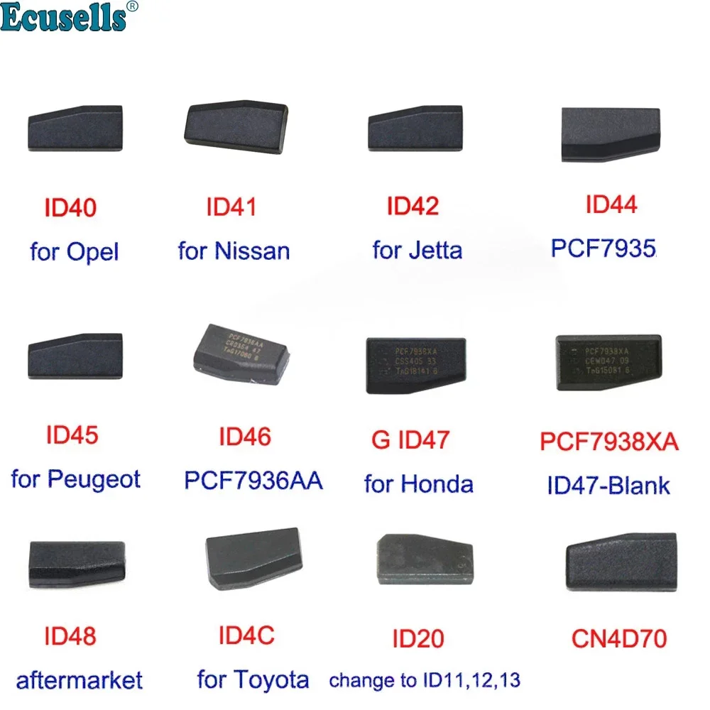 ID40 para Opel ID41 para Nissan ID42 para Jetta ID44 ID46 ID45 ID47 PCF7938XA para Honda ID48 ID20 ID4C CN4D70 Transponder Chip de Chave