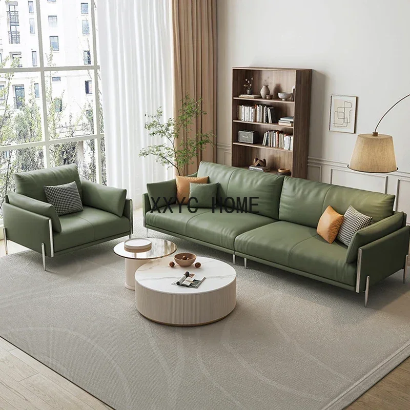 

Элегантные скандинавские диваны, роскошные подлокотники, Aestetic Industrial Lazy Leather Green Sofa Industrial Canape Modern, напольная Мебель