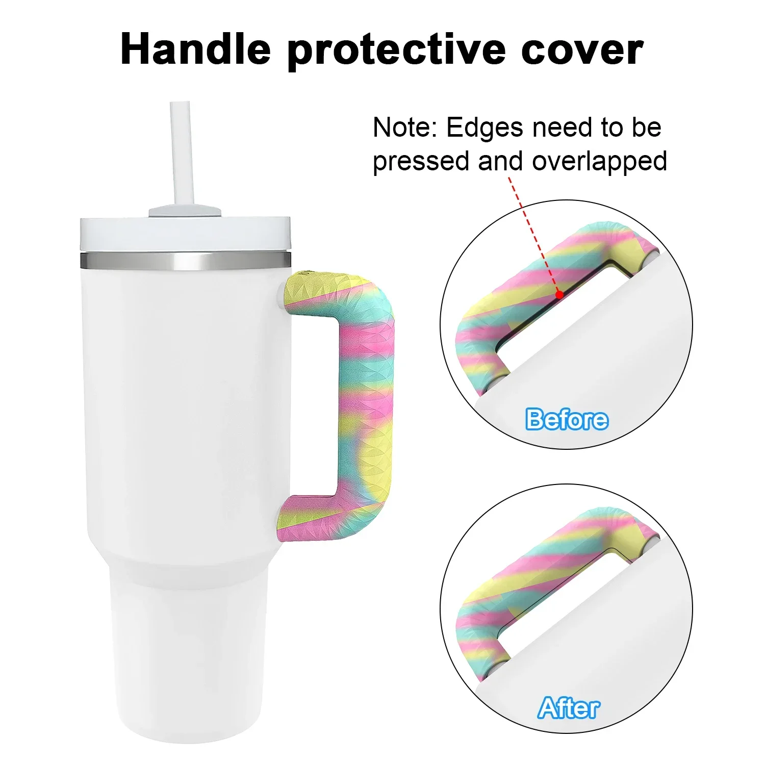 For Stanley 40OZ Water Cup Non-Slip Handle Protective Cover Non-slip Handle Protector Stopper Insulated Cup Silicone Accessories