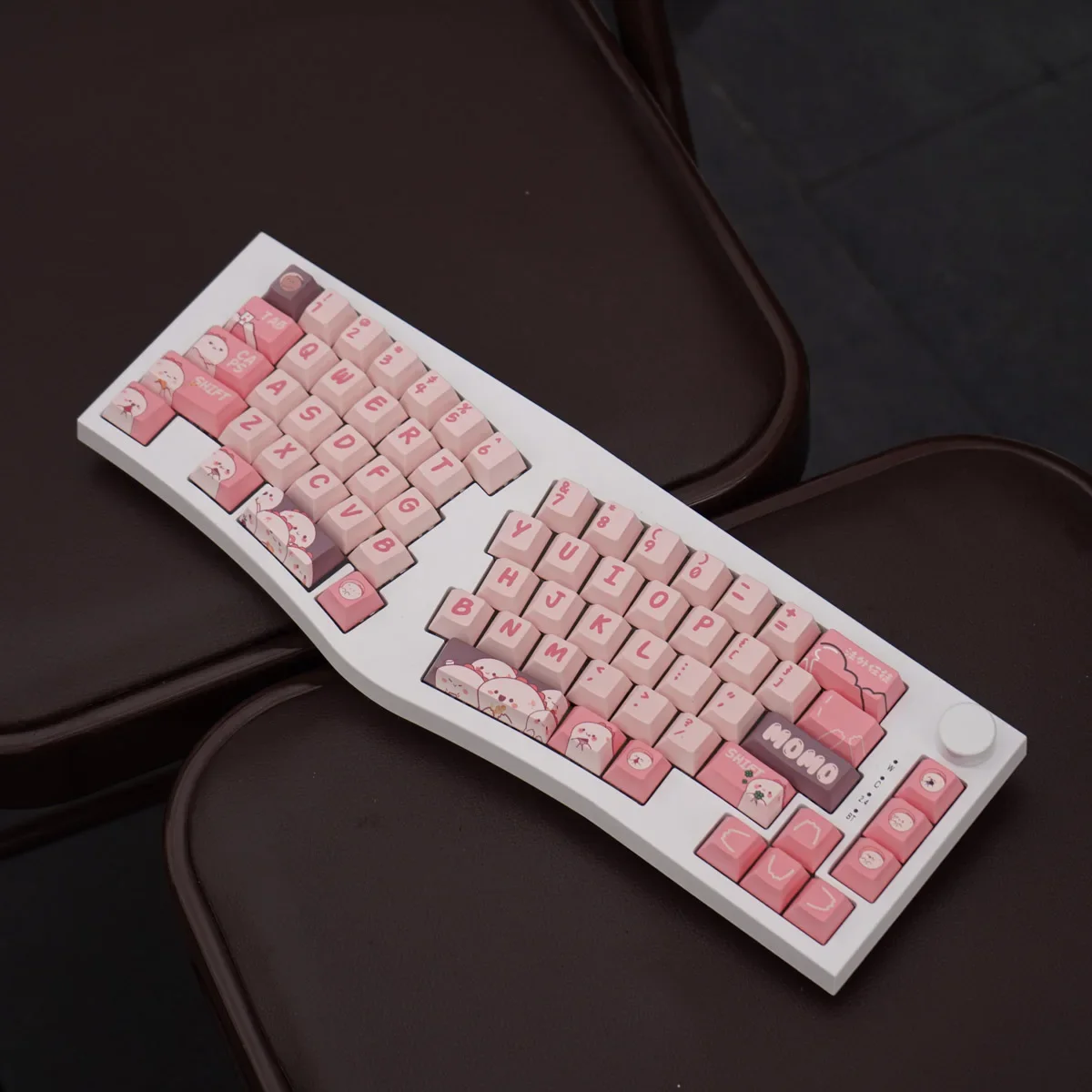 Conjunto completo de teclas de teclado mecânico rosa/marrom PBT sublimação MDA/altura original