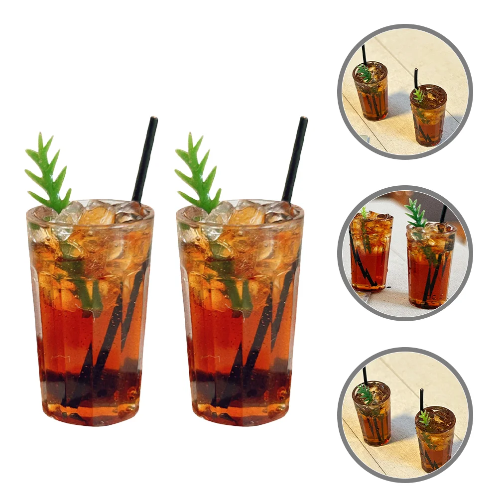 2 Pcs Miniature Coffee Cup Models for House Resin Toy Room Decorations Miniature Coffee Props for Birthday