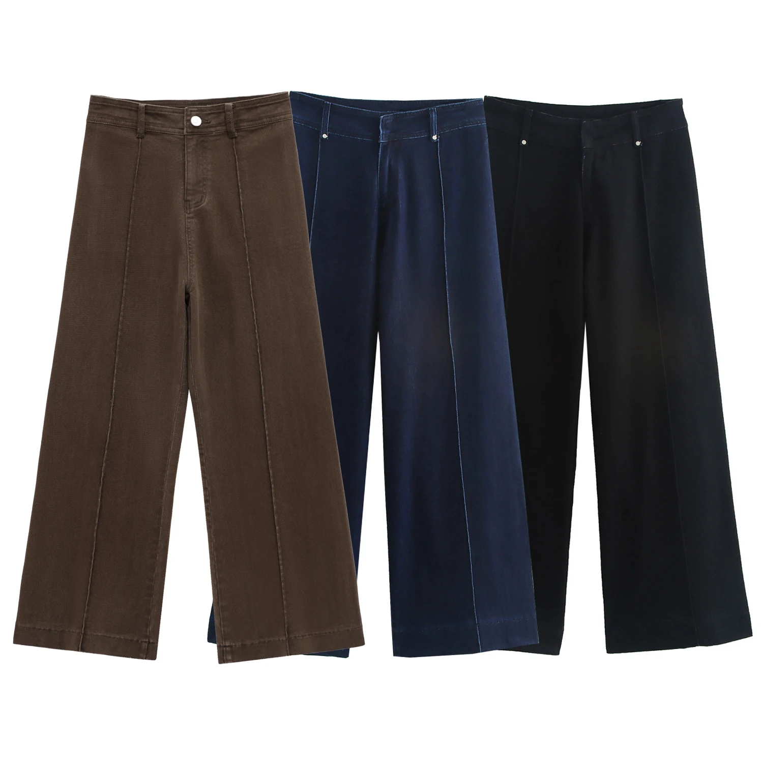 

2025 Fashion Women's Jeans Mid Waist Straight Pants