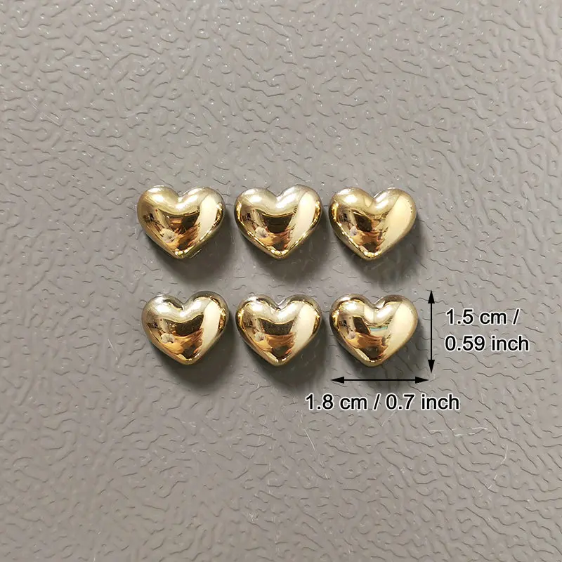 6pcs Love Heart Shape Resin Material Fridge Magnet Gold / Silver Color Cute Kitchen Home Decor Magnetic Refrigerator Ornaments
