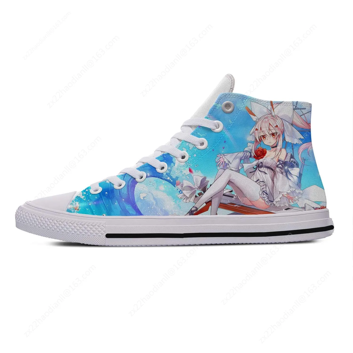 Hot Anime Azur Lane High Top Sneakers Mens Womens Teenager Fashion Casual Shoes Canvas Running Shoes 3D Print Lightweight shoe