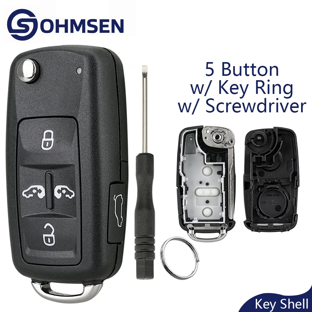 

Откидной чехол для автомобильного ключа с 5 кнопками для VW Volkswagen Sharan 7N Transporter Shuttle T6 Seat Alhambra 7N, сменный корпус дистанционного брелока