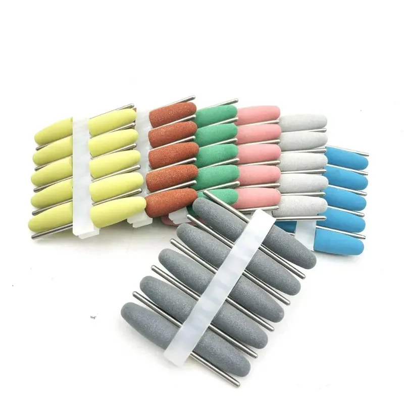 10pcs Dental Polishing Burs Drill kits Resin Base 610 Rubber Silicone Grinding Heads  Polishers burs