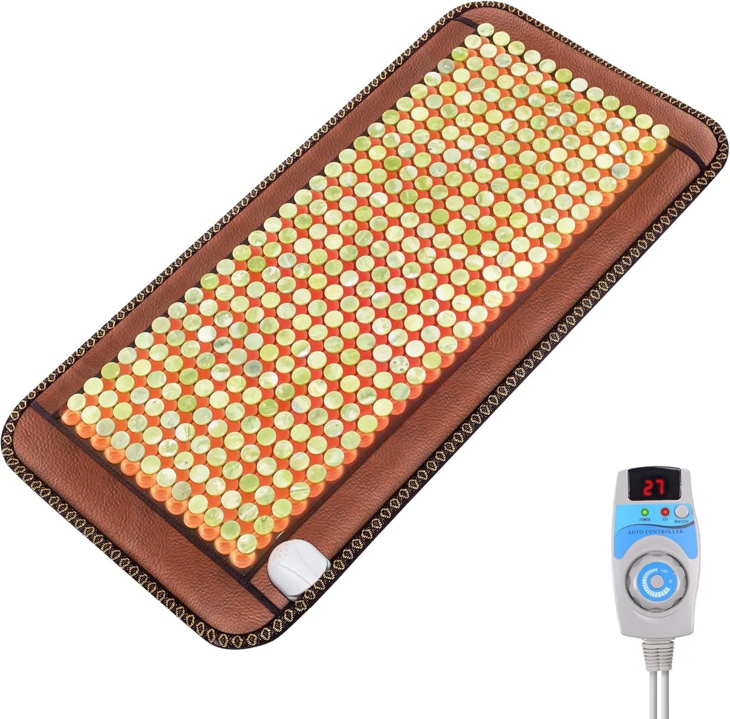 Natural Yellow Jade Heating Pad, Infrared Heating Pad, Far Infrared Heating Pads With Travel Bag And Chair Strap, Smart