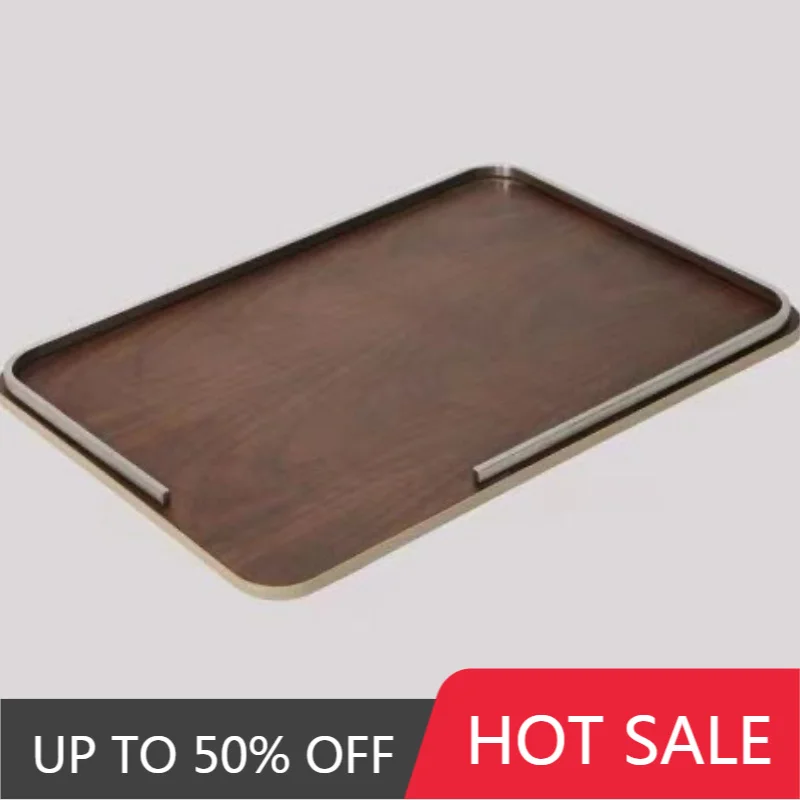 Wooden Storage Tray Log Color Trays Kitchen Stainless Steel Storage Accessories Living Room Multi Functional Cutlery Organizer