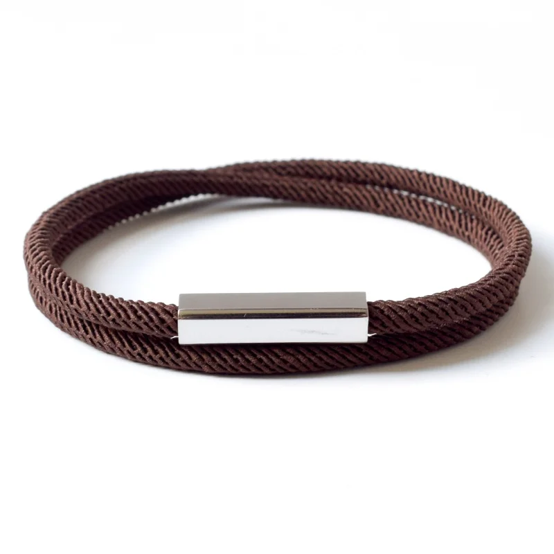 New Design 2 Loop Milan Rope Chain Bracelets for Women Geometric Square Bar Stainless Steel Magnetic Buckle Bracelet Men Jewelry