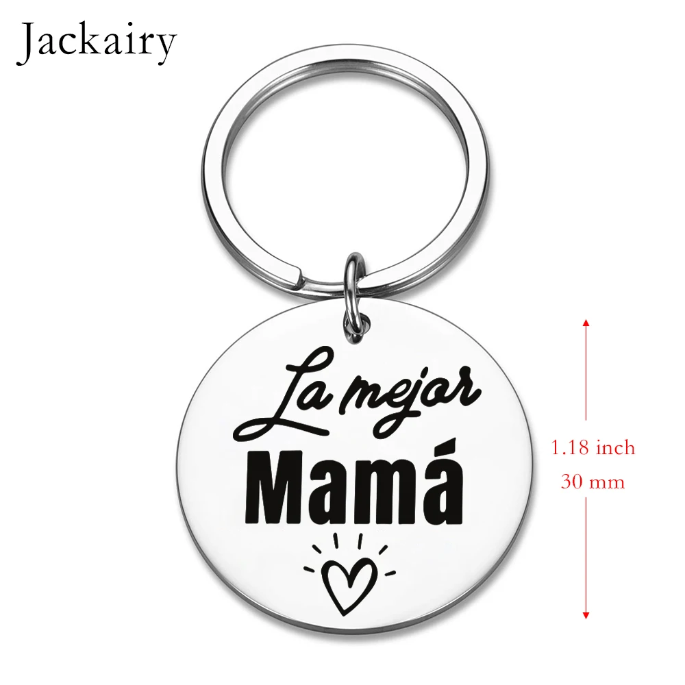 Spanish Mamá Gifts Keychian La Mejor Mamá Charms Family Jewely Stainless Steel Keyring Best Birthday Christmas Gift for Mother