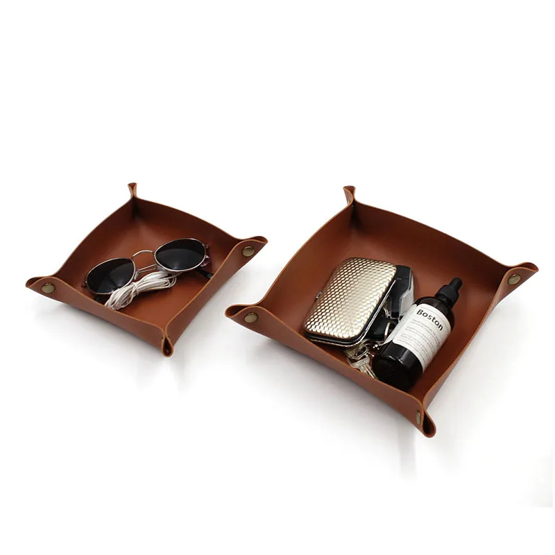 Leather Tray, Small Catchall Tray, Foldable Jewelry Travel Organizer, Suitable for Travel, Storage, Nightstand, Home or Office