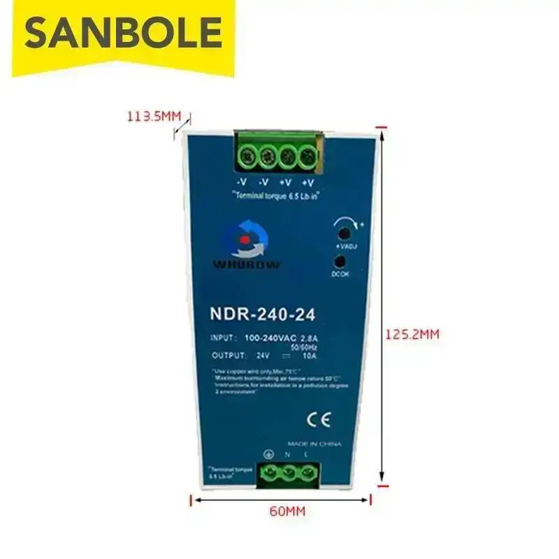 NDR-240-24 Trilho DIN Ultra Fino Montado 24V 10A Para Unidade de Controle Industrial Fonte de Alimentação de Interruptor de Armário Elétrico