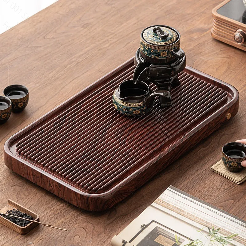 Household whole bakelite tea tray tea table living room Chinese drainage solid wood tea tray