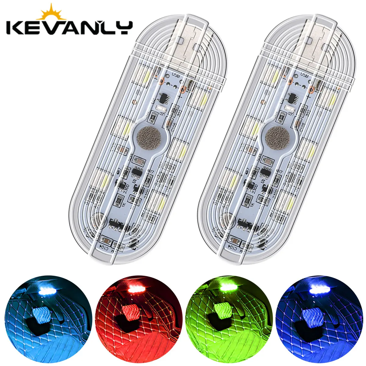 2pcs LED Reading light Car Dome light Rgb Atmosphere lights touch mini Night light Interior decorative lights Carriage lights