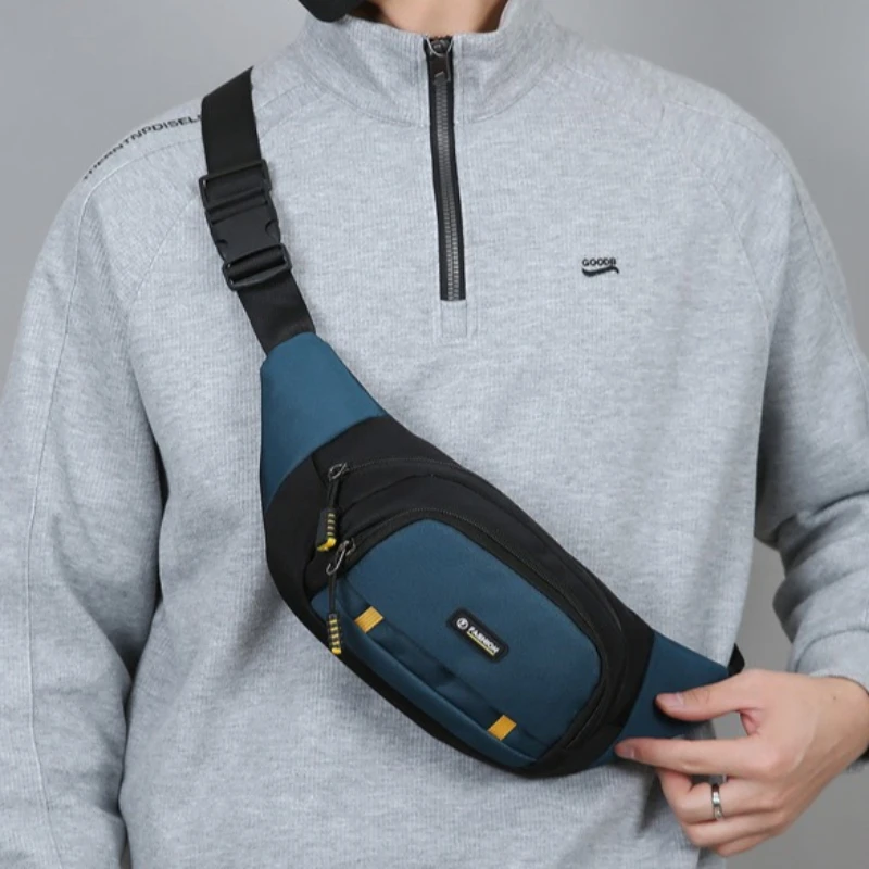 

Модная мужская нагрудная сумка, водонепроницаемая, износостойкая, спортивная поясная сумка, большая вместимость, нейлоновая, простая сумка через плечо