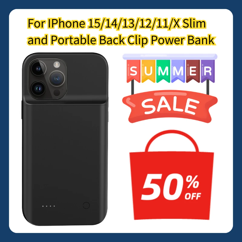 

For IPhone 15/14/13/12/11/X Slim and Portable Back Clip Power Bank