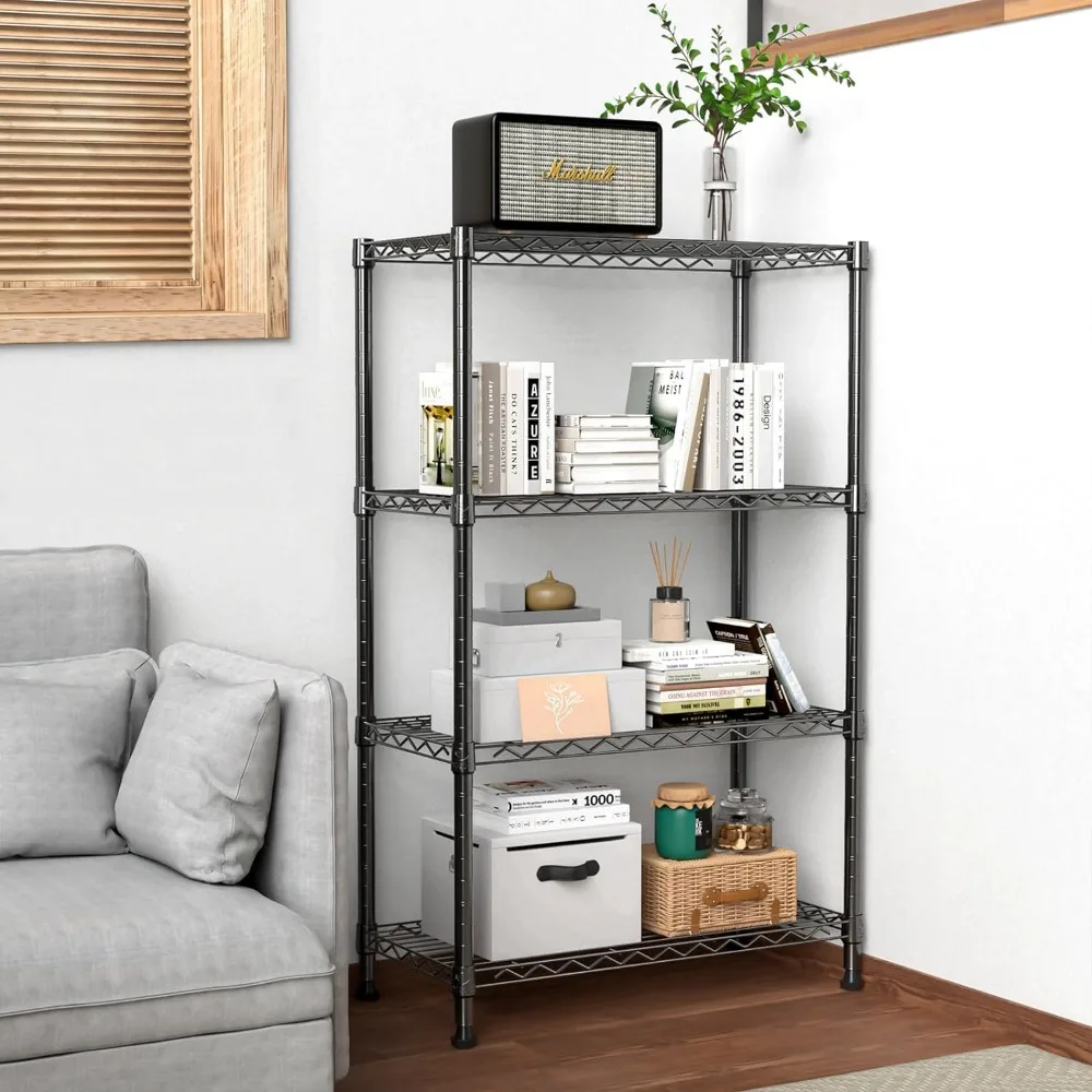 MZG Storage Shelving Steel Heavy Duty 4-Tier Utility Shelving Unit Steel Organizer Wire Rack for Home,Kitchen,Office