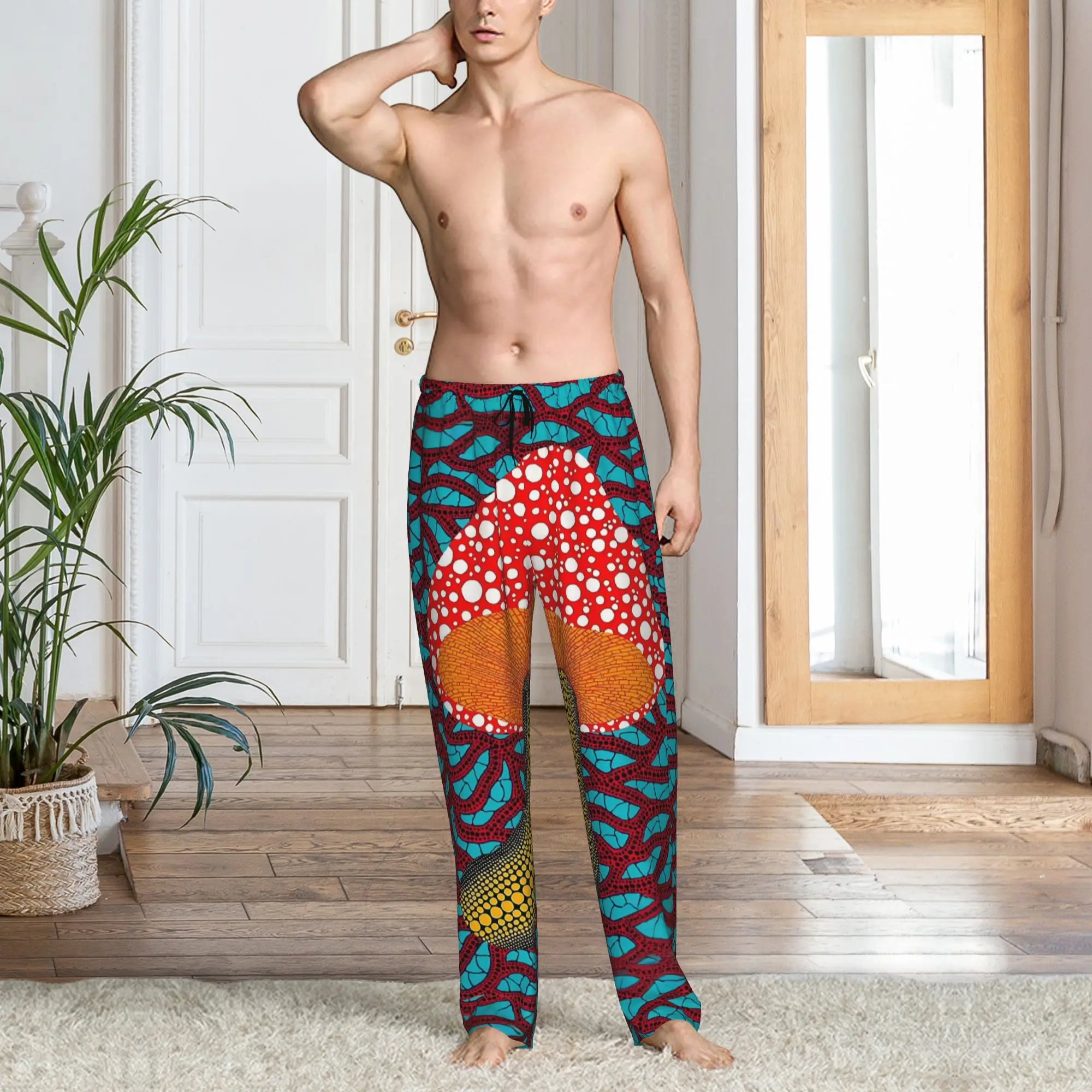 Custom Yayoi Kusama Aesthetic Pajama Pants for Men Abstract Art Sleepwear Lounge Sleep Bottoms Stretch with Pockets - view 6
